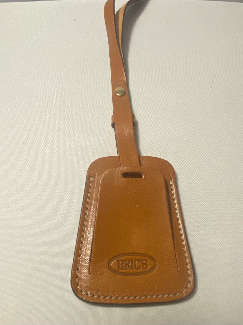 Brics Leather Luggage Brown Tag ID Address Made In Italy Snap Closure Travel - Picture 8 of 8